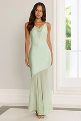 Elegant Simplicity Satin Maxi Dress Sage